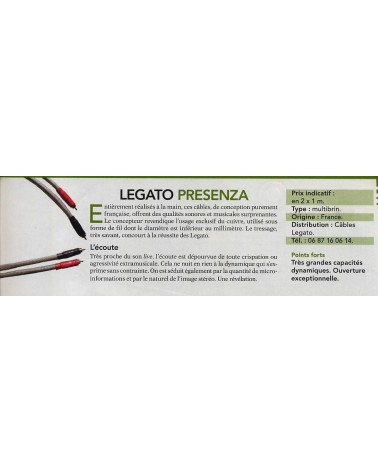 Câble modulation - Legato Audio Presenza RCA - Livraison gratuite