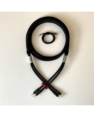 Câble enceinte Ikigai Kangai connecté à un amplificateur haute fidélité