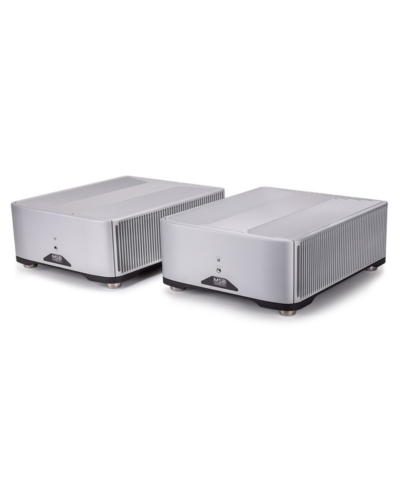 MSB M205 — amplificateurs de puissance monophoniques (paire), finition argent (fond blanc)