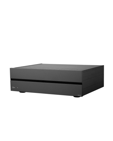 Lyngdorf MXA-8400 vu de trois quarts, finition noir mat